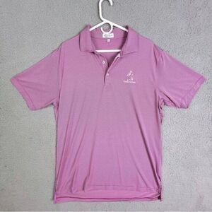 PETER MILLAR MENS STRIPED POLO SHIRT SIZE L RED/PINK